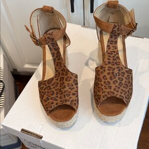 Leopard Print Wedge Sandals